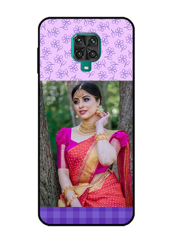 Redmi Note 9 Pro Custom Glass Phone Case  - Purple Floral Design