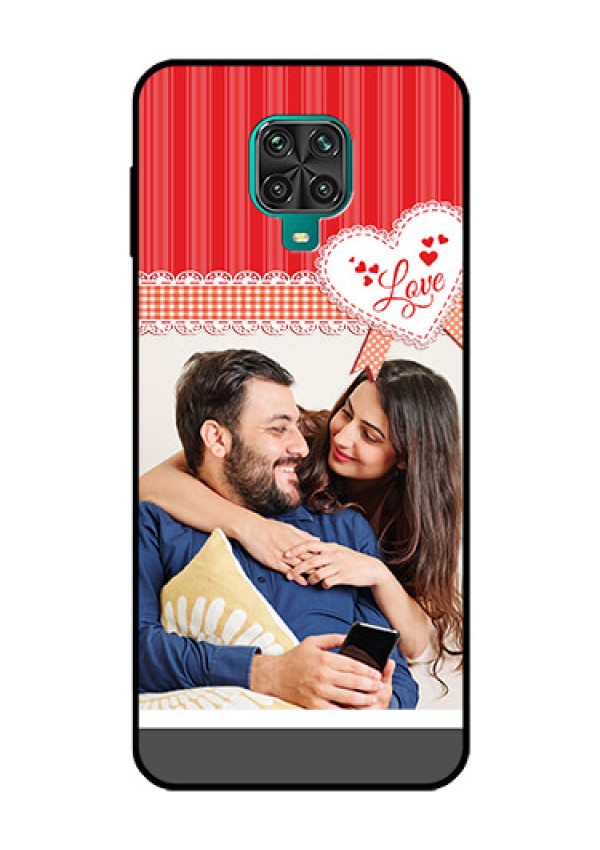 Redmi Note 9 Pro Custom Glass Mobile Case  - Red Love Pattern Design