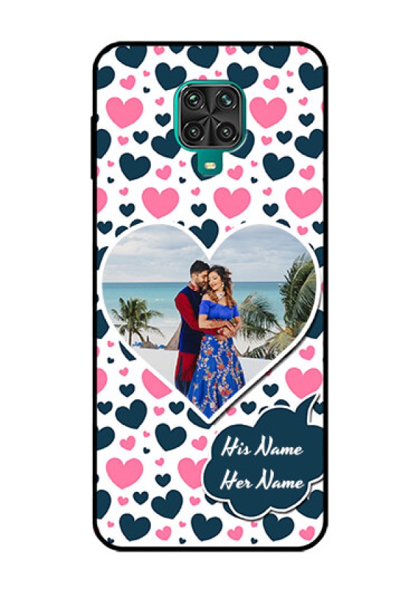 Redmi Note 9 Pro Custom Glass Phone Case  - Pink & Blue Heart Design