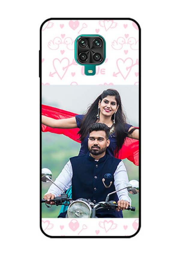 Redmi Note 9 Pro Custom Glass Mobile Case  - Pink Flying Heart Design