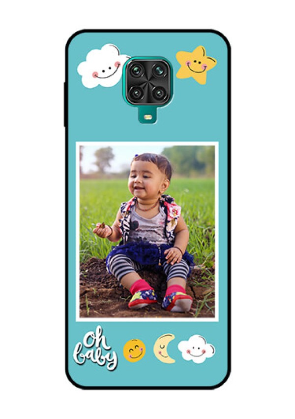 Redmi Note 9 Pro Personalized Glass Phone Case  - Smiley Kids Stars Design