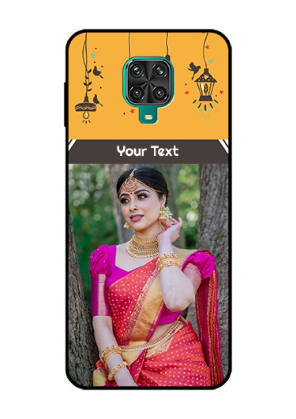 Redmi Note 9 Pro Custom Glass Mobile Case  - with Family Picture and Icons 