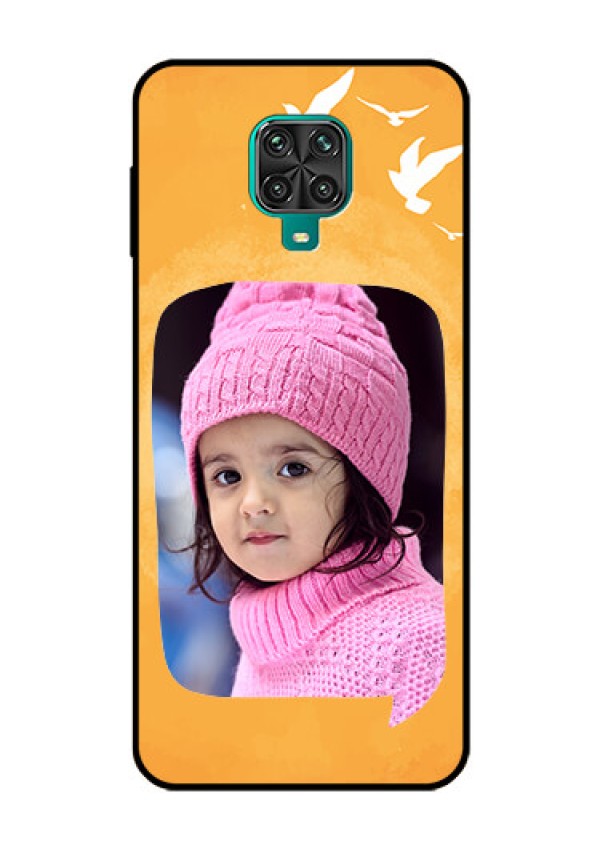Redmi Note 9 Pro Personalized Glass Phone Case  - Water Color Design with Bird Icons