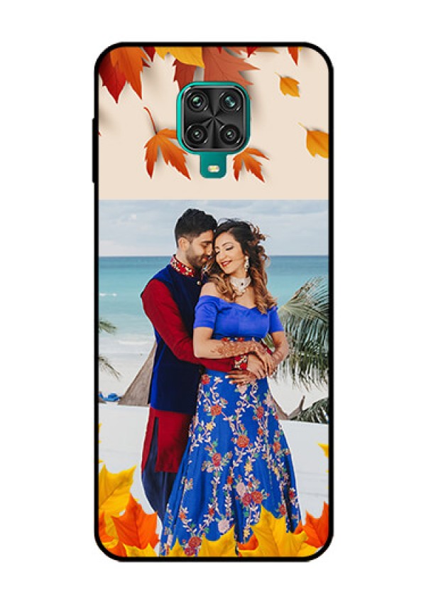 Redmi Note 9 Pro Photo Printing on Glass Case  - Autumn Maple Leaves Design