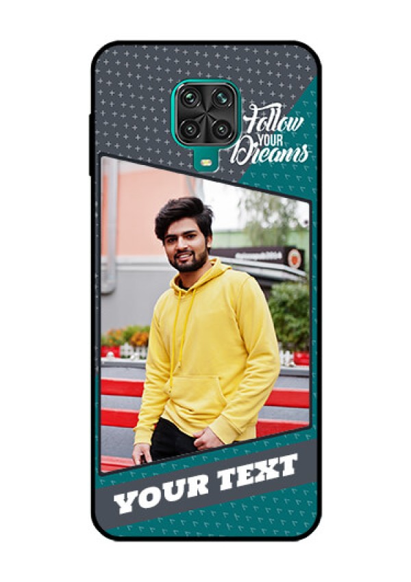 Redmi Note 9 Pro Personalized Glass Phone Case  - Background Pattern Design with Quote