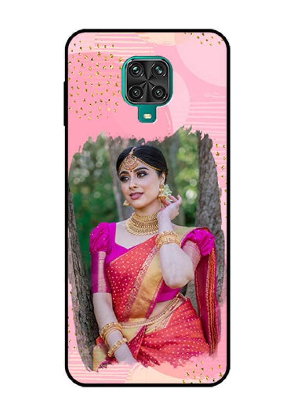 Redmi Note 9 Pro Personalized Glass Phone Case  - Gold Glitter Splash Design