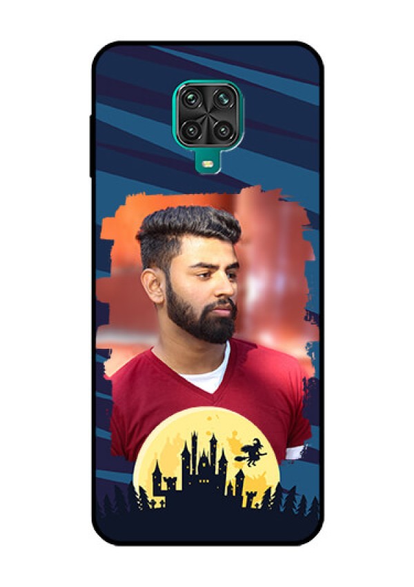 Redmi Note 9 Pro Photo Printing on Glass Case  - Halloween Witch Design 