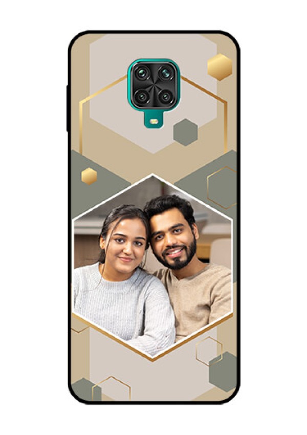 Xiaomi Redmi Note 9 Pro Photo Printing on Glass Case - Stylish Hexagon Pattern Design