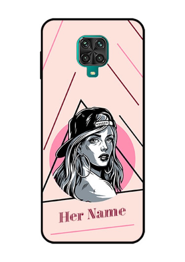 Xiaomi Redmi Note 9 Pro Personalized Glass Phone Case - Rockstar Girl Design