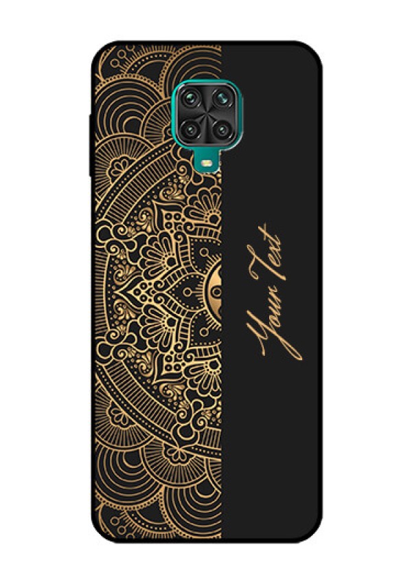 Xiaomi Redmi Note 9 Pro Photo Printing on Glass Case - Mandala art with custom text Design