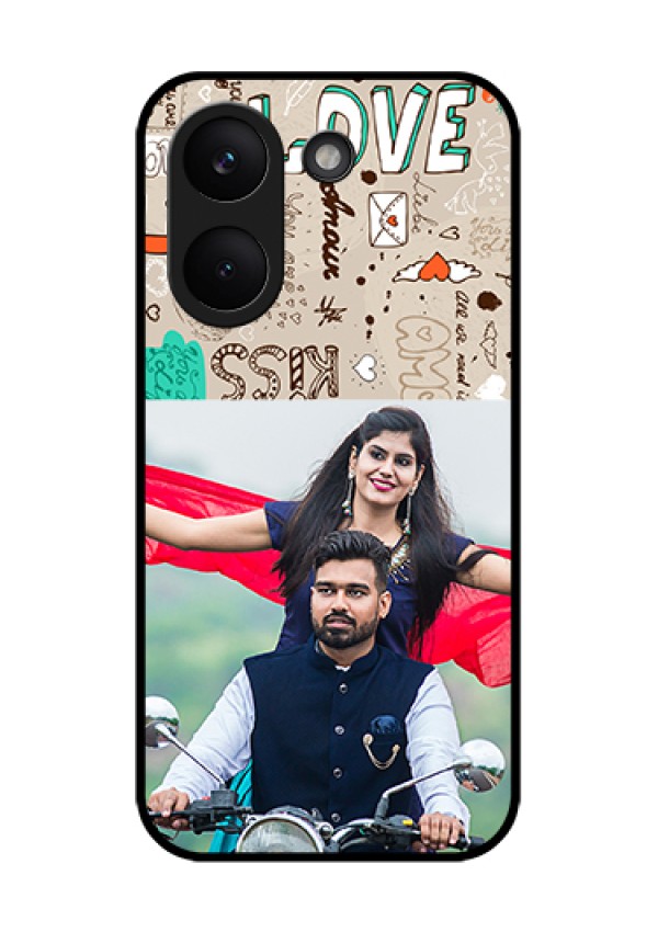 Xiaomi Redmi Turbo 5 Custom Glass Phone Case - Love Doodle Pattern