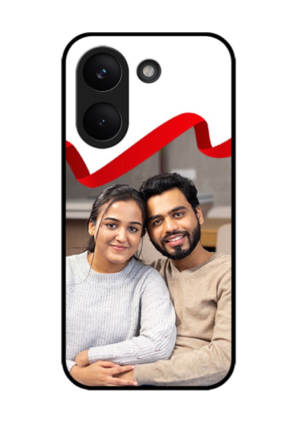Xiaomi Redmi Turbo 5 Custom Glass Phone Case - Red Ribbon Frame Design