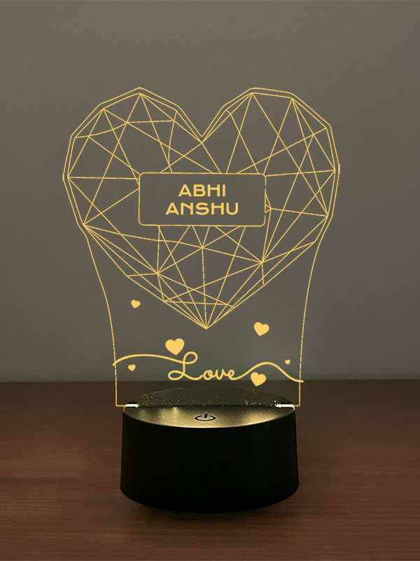 Line Art Heart Illusion Lamp