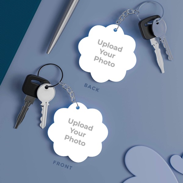 Floral Shaped Photo Keychains With Two Side Print On Acrylic