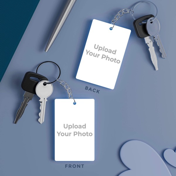Rectangle Shaped Photo Keychains With Two Side Print On Acrylic