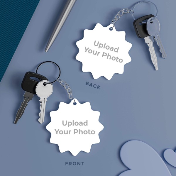 Star Shaped Photo Keychains With Two Side Print On Acrylic