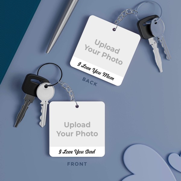 I Love My Mom And Dad Full Picture Upload Design Keychain