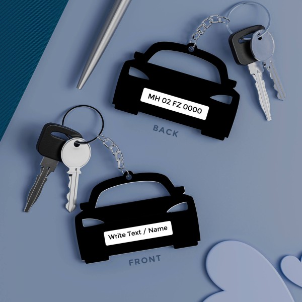 Black Scary Car Design With Text Keychain