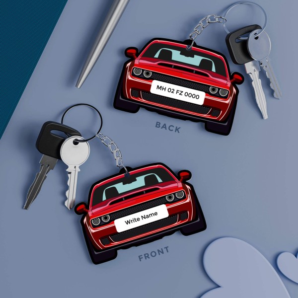 Amazing Red Car Design With Text Keychain