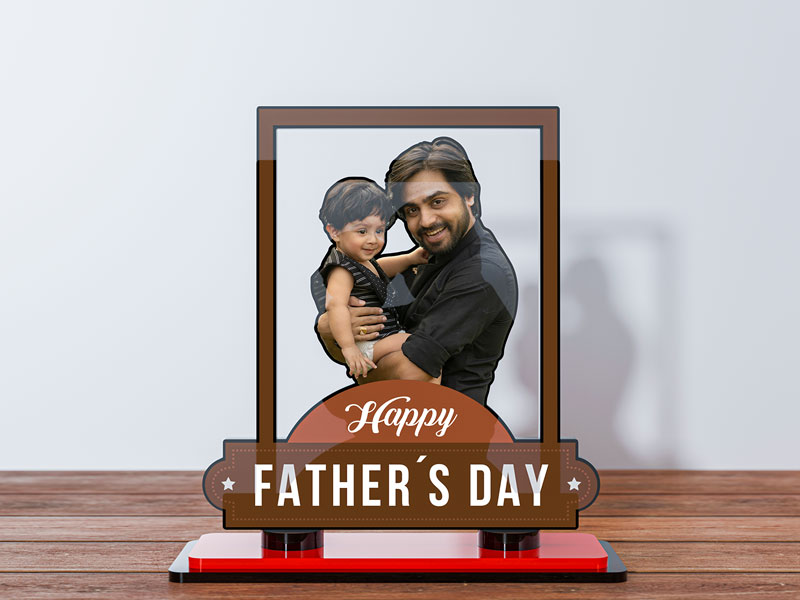 Happy Fathers Day Bordered Miniature Photo Stand Design