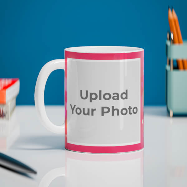 Heart Symbols With Dark Pink Background Design On Mug