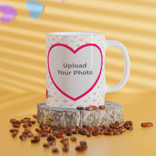 Love Symbol Pattern Background With 2 Heart Shape Pic Upload Upload Design On Mug
