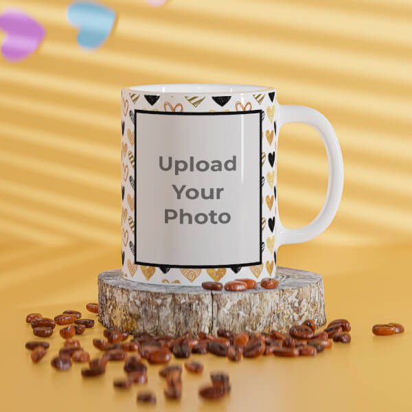 Love Symbols Pattern Background With Couple Of Pic Upload Upload Design On Mug