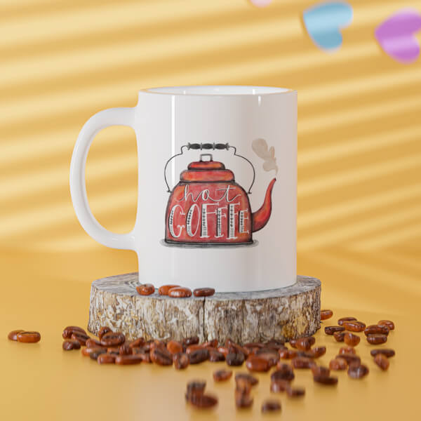 Coffee Jar With Hot Coffees Text For Coffee Lovers Design On Mug
