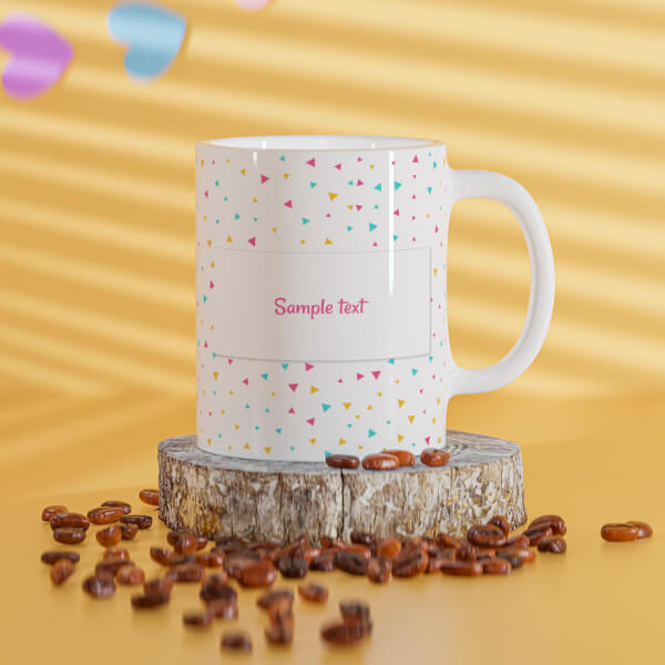 colorful Triangles Pattern Background Design On Mug