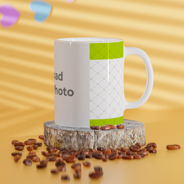 Green borders With Dotted Line Background Design On Mug
