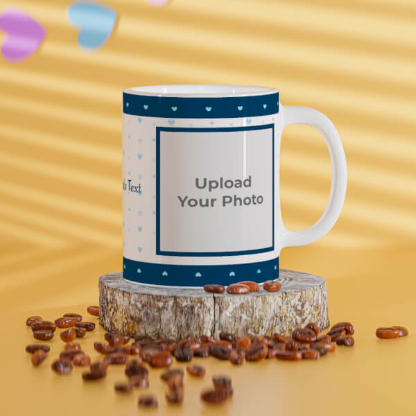 Dark Blue Love Symbols borders With Love Symbol Background Design On Mug