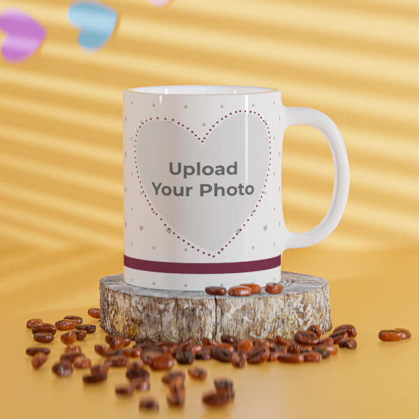 Love Symbol & Dotted Pattern Background Design On Mug
