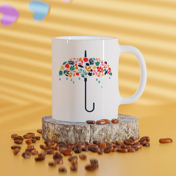 Flower Design Umbrella Design On Mug