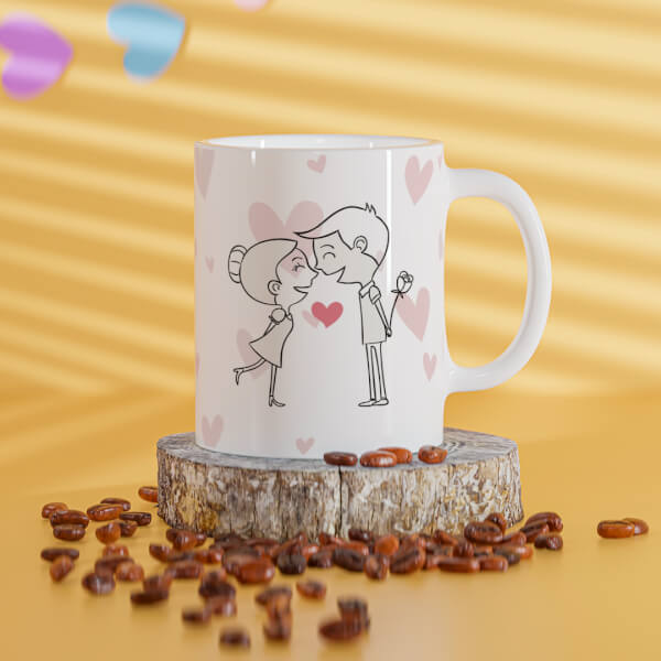Lovers Enjoying In Love Rain Design On Mug