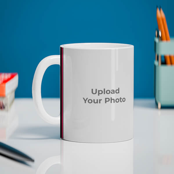 Black Background With Square Pic Upload Design On Mug