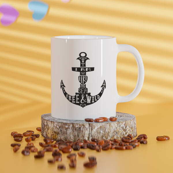 I Am Like The Sea Free & Wild Quote Design On Mug
