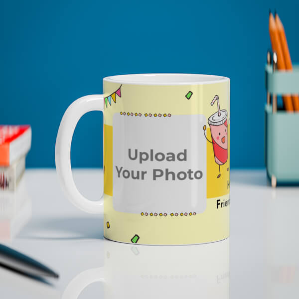 Happy Friendship Day Coke And Burger Design On Mug