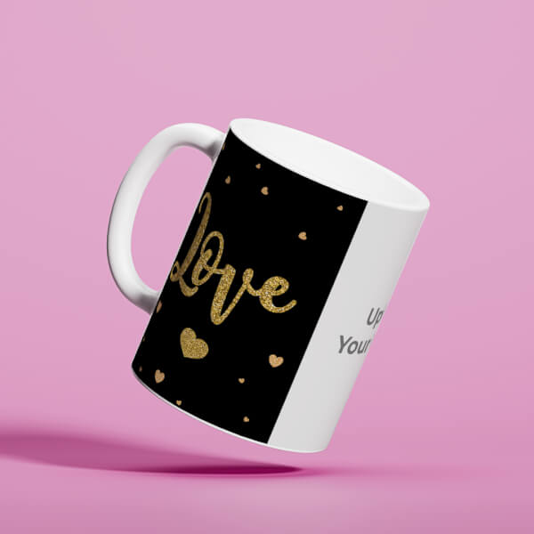 Gold Textured Love Design On Mug