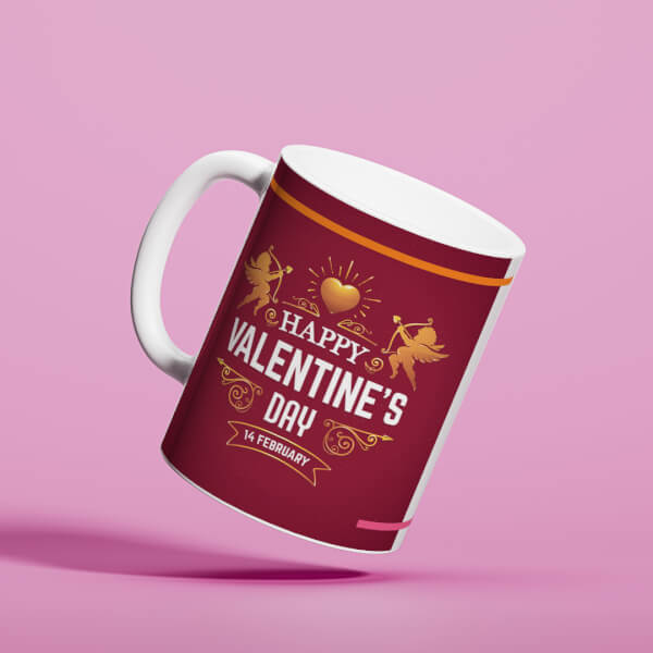 Happy Valentines Day Design On Mug