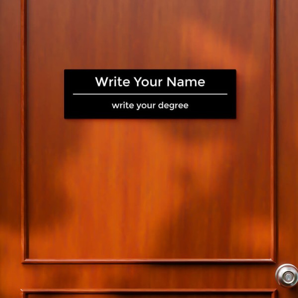 Horizantally Divided Rectangular Design Black Color Nameplate