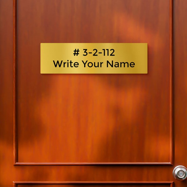 Simple Rectangular Design Gold Color Nameplate