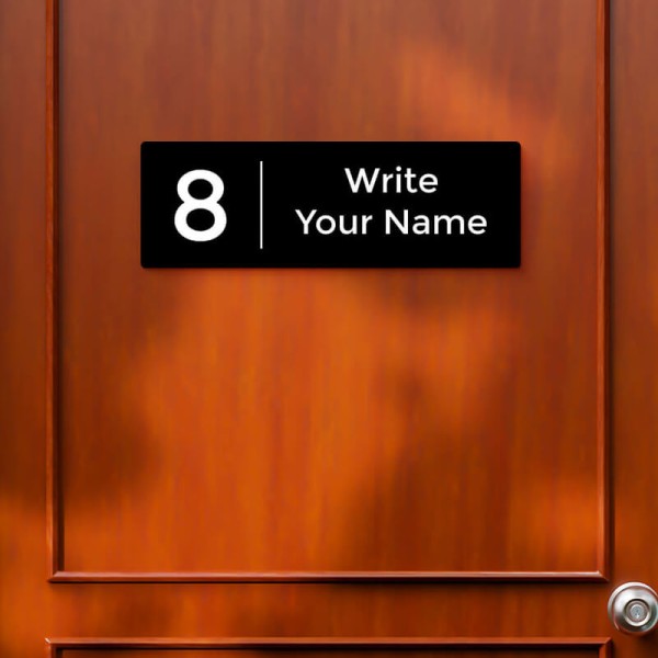 Vertically Divided Rectangular Design Black Color Nameplate