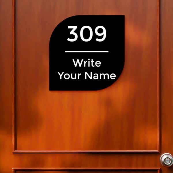 Leaf Design Black Color Nameplate