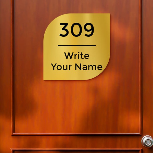 Leaf Design Gold Color Nameplate