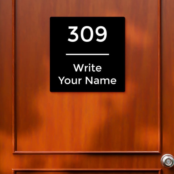 Center-Aligned Square Design Black Color Nameplate