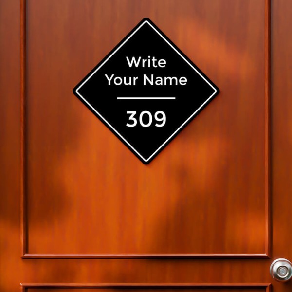Rhombus Design Black Color Nameplate