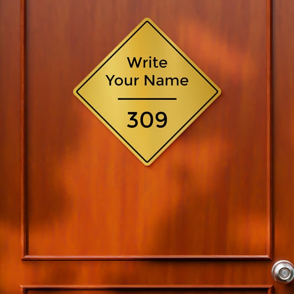 Rhombus Design Gold Color Nameplate