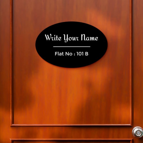 Simple Elliptical Design Black Color Nameplate
