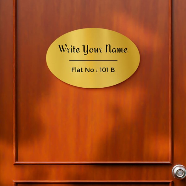 Simple Elliptical Design Gold Color Nameplate