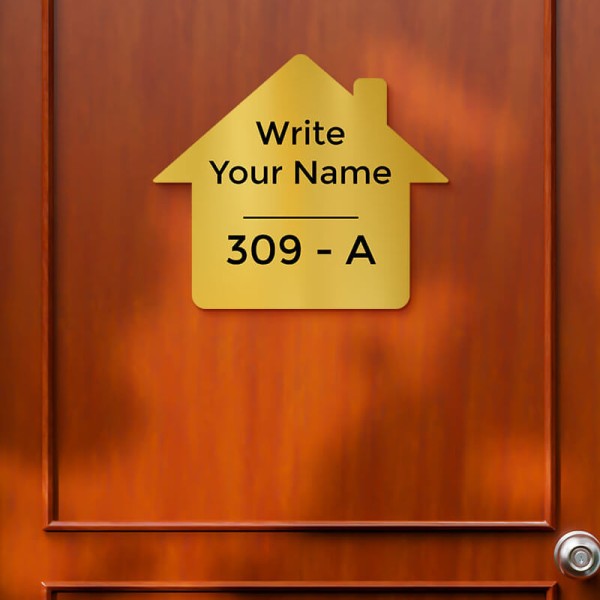 Sweet Home Design Gold Color Nameplate